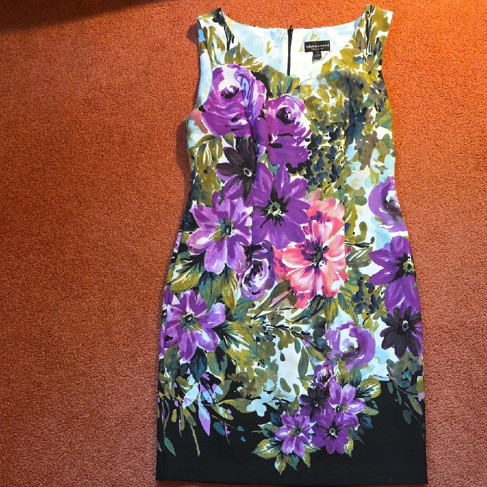 Purple and Pink Floral Sleeveless Dress Size 10